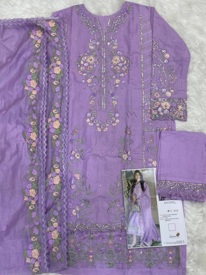 7016 Mushq Saniya Embroidery Cotton Pakistani Salwar Suits Wholesale Market In Delhi